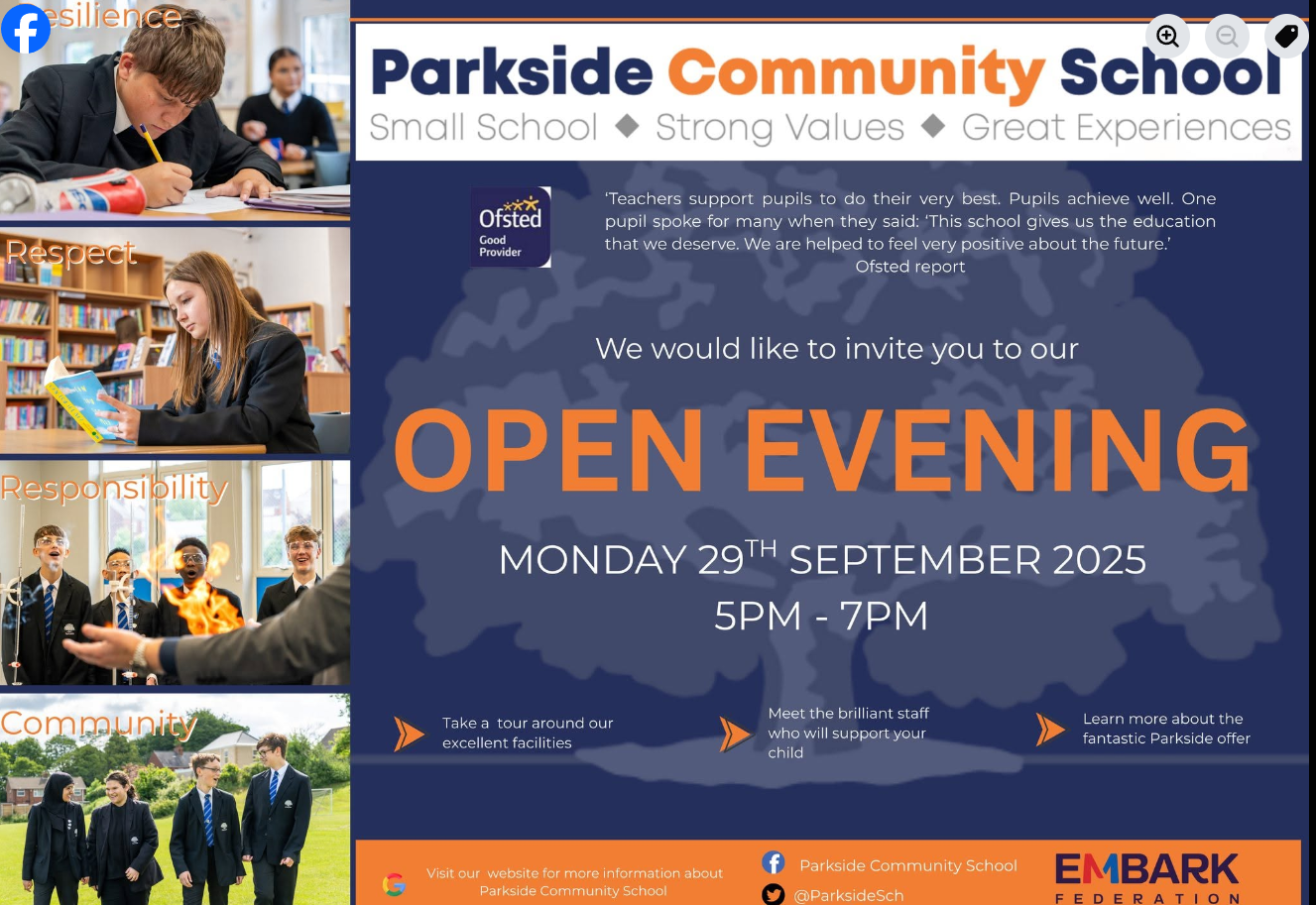 Open evening graphic