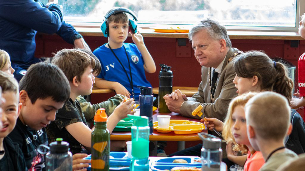 Martin chats to some of the youngsters attending Camp Inspire